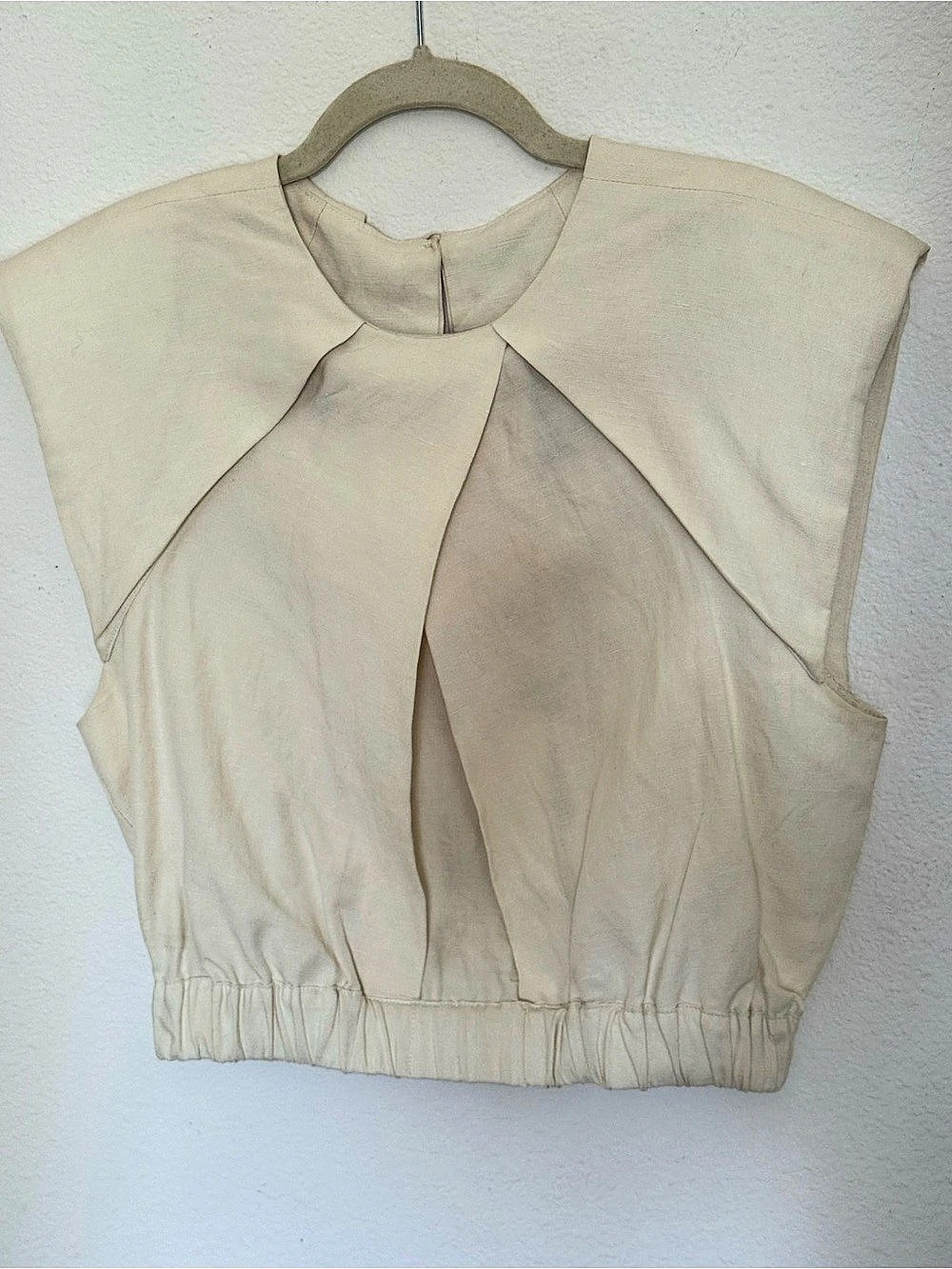 Heidi Merrick Alice blouse Sleeveless Gathered Hem Blouse in Cream Large